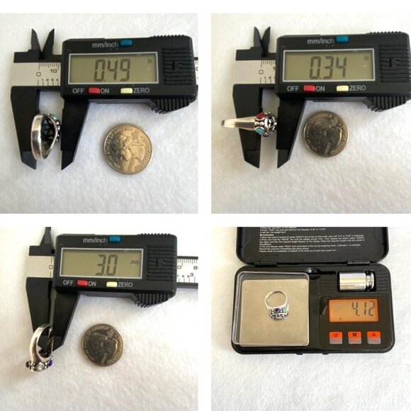 Sterling Silver 925 Oval Scrollwork Bali Multi Gemstone Scrollwork Ring 5.75 - Picture 10 of 16